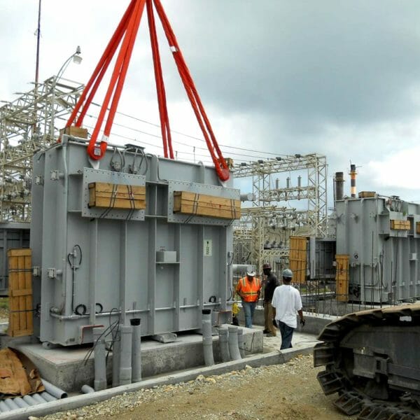 construction workers at power station site