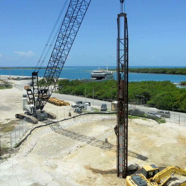 crane drilling into the ground